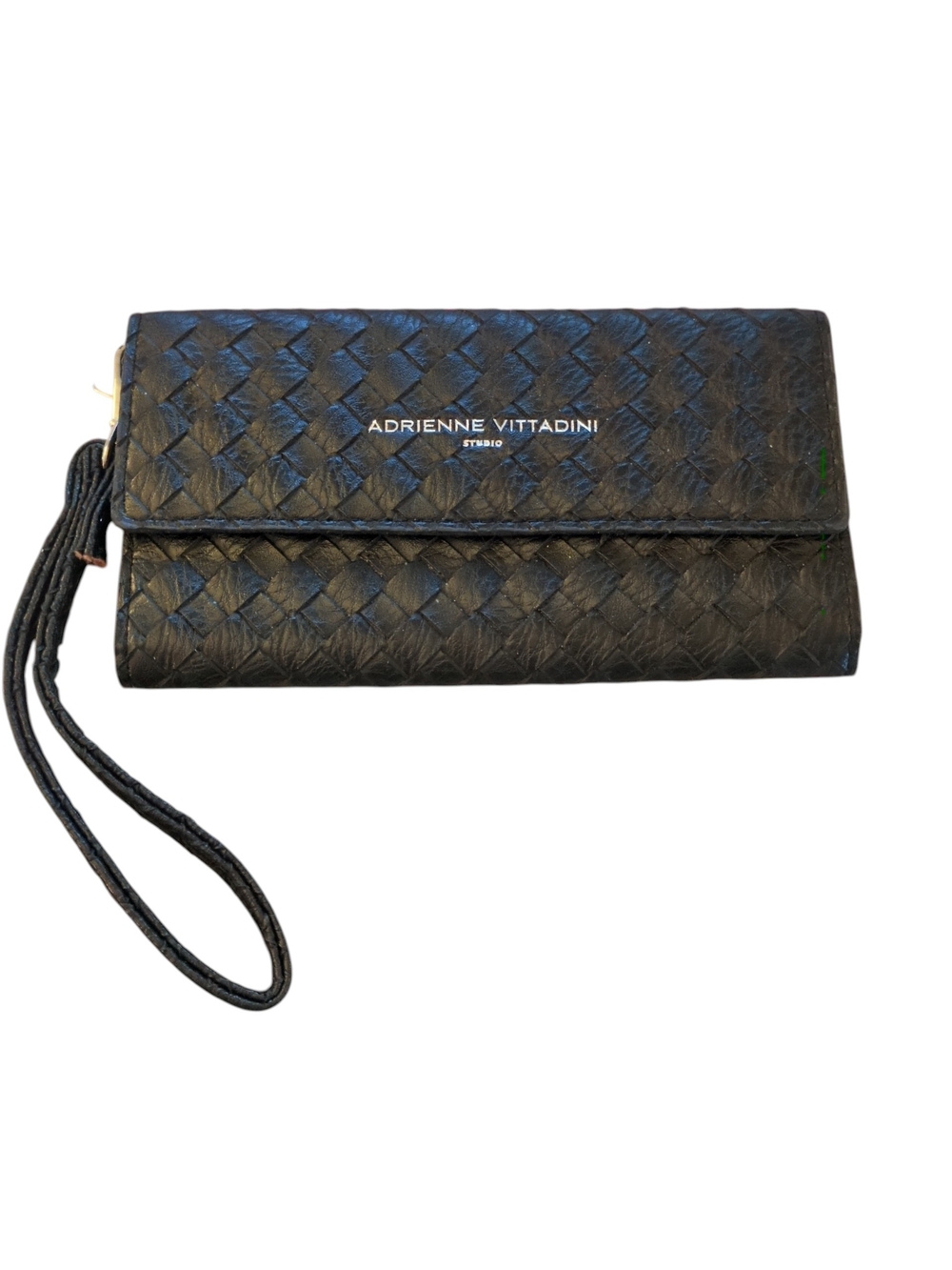 Adrienne Vittadini Studio Black Woven Flap Wallet/Wristlet NWOT